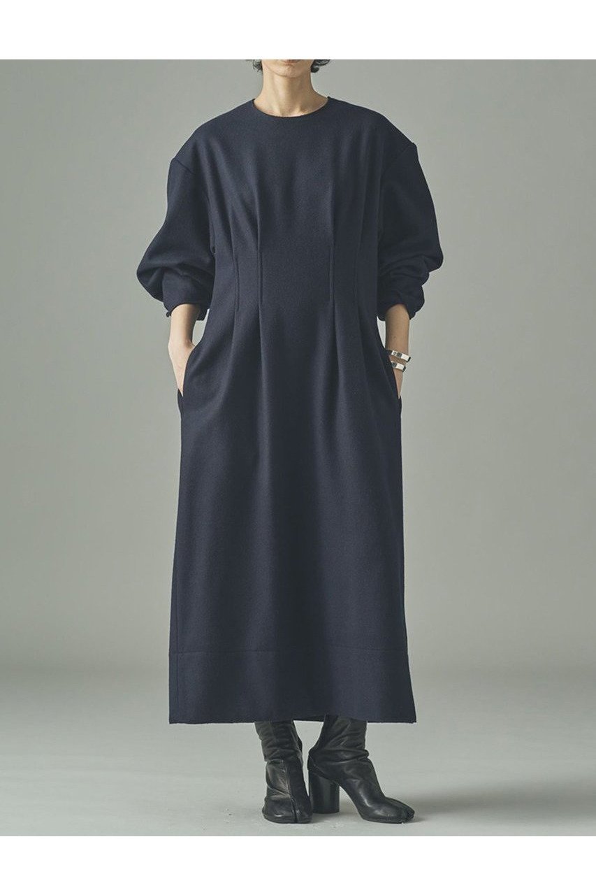 【カレンソロジー/Curensology】のメルトンタックワンピース インテリア・キッズ・メンズ・レディースファッション・服の通販 founy(ファニー) 　ファッション　Fashion　レディースファッション　Fashion for Women　ワンピース　Dresses　チュニック　Tunic Tops & Dresses　おすすめ　Recommended / Our Picks　シェイプ　Shape, Slim Fit　チュニック　Tunic, Long Top　フォルム　Silhouette, Form　メルトン　Melton, Heavy Wool　ロング　Long, Long-Length　新作・新入荷　New Arrivals / New In　ネイビー|ID: prp329100004658516 ipo3291000000033715607