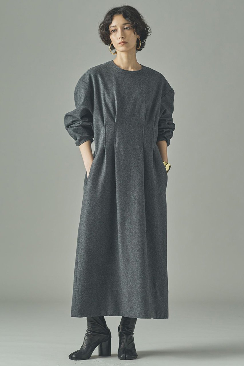 【カレンソロジー/Curensology】のメルトンタックワンピース 人気、トレンドファッション・服の通販 founy(ファニー) 　ファッション　Fashion　レディースファッション　Fashion for Women　ワンピース　Dresses　チュニック　Tunic Tops & Dresses　おすすめ　Recommended / Our Picks　シェイプ　Shape, Slim Fit　チュニック　Tunic, Long Top　フォルム　Silhouette, Form　メルトン　Melton, Heavy Wool　ロング　Long, Long-Length　 other-1|ID: prp329100004658516 ipo3291000000035863193