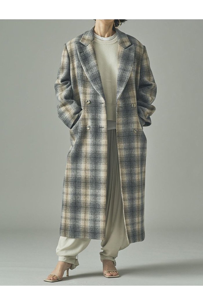 【カレンソロジー/Curensology】のチェックチェスターロングコート インテリア・キッズ・メンズ・レディースファッション・服の通販 founy(ファニー) https://founy.com/ ファッション Fashion レディースファッション Fashion for Women アウター Coat / Outerwear Collection コート・ロングコート・ピーコート Long Coats, Peacoats & More なめらか Smooth, Silky Texture イタリア Italy ダブル Double, Double-Breasted チェック Check, Plaid, Tartan ロング Long, Long-Length |ID: prp329100004658520 ipo3291000000033715641