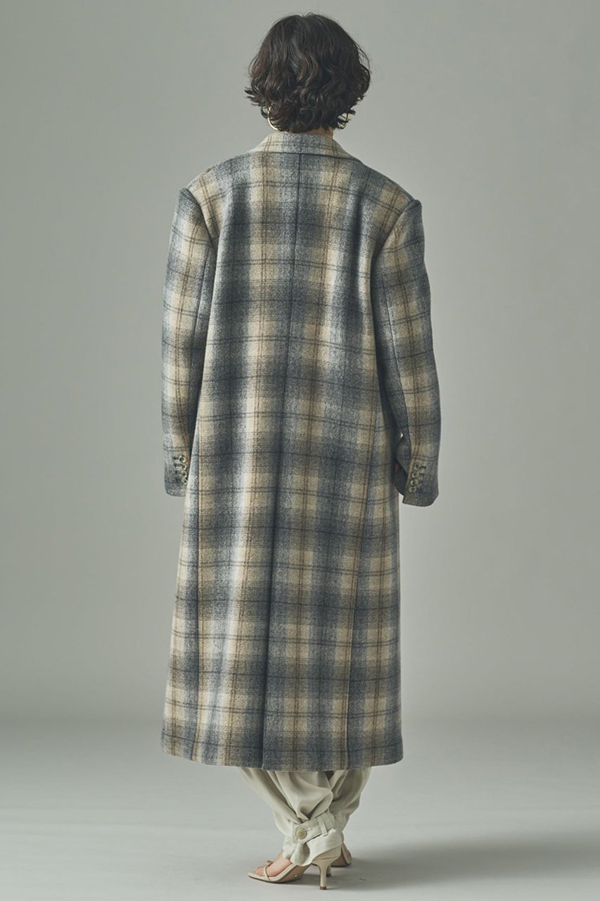 【カレンソロジー/Curensology】のチェックチェスターロングコート 人気、トレンドファッション・服の通販 founy(ファニー) 　ファッション　Fashion　レディースファッション　Fashion for Women　アウター　Coat / Outerwear Collection　コート・ロングコート・ピーコート　Long Coats, Peacoats & More　なめらか　Smooth, Silky Texture　イタリア　Italy　ダブル　Double, Double-Breasted　チェック　Check, Plaid, Tartan　ロング　Long, Long-Length　新作・新入荷　New Arrivals / New In　other-4|ID: prp329100004658520 ipo3291000000033715645