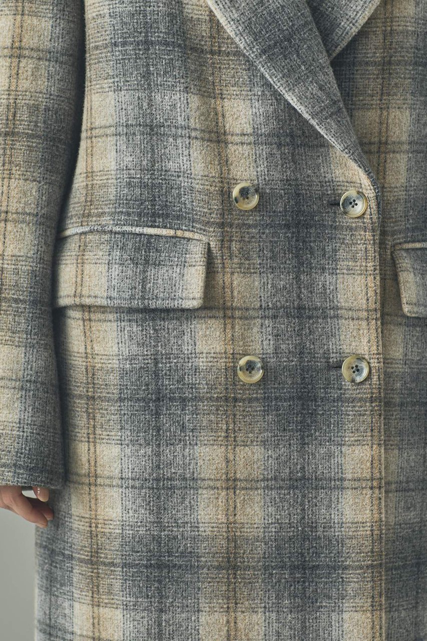 【カレンソロジー/Curensology】のチェックチェスターロングコート 人気、トレンドファッション・服の通販 founy(ファニー) 　ファッション　Fashion　レディースファッション　Fashion for Women　アウター　Coat / Outerwear Collection　コート・ロングコート・ピーコート　Long Coats, Peacoats & More　なめらか　Smooth, Silky Texture　イタリア　Italy　ダブル　Double, Double-Breasted　チェック　Check, Plaid, Tartan　ロング　Long, Long-Length　新作・新入荷　New Arrivals / New In　other-7|ID: prp329100004658520 ipo3291000000033715648