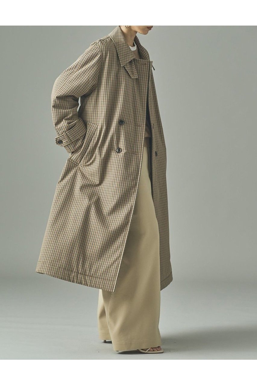 【カレンソロジー/Curensology】のガンクラブチェックコート 人気、トレンドファッション・服の通販 founy(ファニー) 　ファッション　Fashion　レディースファッション　Fashion for Women　アウター　Coat / Outerwear Collection　コート・ロングコート・ピーコート　Long Coats, Peacoats & More　スウェット / スエット　Sweatshirt, Sweatwear　スタンド　Stand Collar, Upright Stand　チェック　Check, Plaid, Tartan　トレンチ　Trench, Trench Coat　モダン　Modern, Contemporary　ロング　Long, Long-Length　エレガント 上品　Elegant　新作・新入荷　New Arrivals / New In　日本製　Made In Japan　軽量　Lightweight, Ultra Light　other-2|ID: prp329100004658521 ipo3291000000033715652