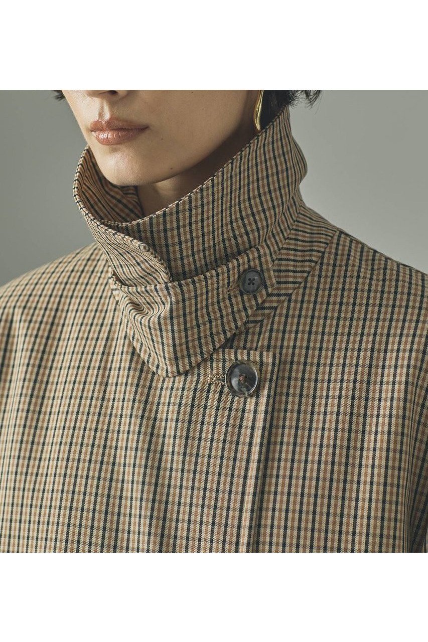 【カレンソロジー/Curensology】のガンクラブチェックコート 人気、トレンドファッション・服の通販 founy(ファニー) 　ファッション　Fashion　レディースファッション　Fashion for Women　アウター　Coat / Outerwear Collection　コート・ロングコート・ピーコート　Long Coats, Peacoats & More　スウェット / スエット　Sweatshirt, Sweatwear　スタンド　Stand Collar, Upright Stand　チェック　Check, Plaid, Tartan　トレンチ　Trench, Trench Coat　モダン　Modern, Contemporary　ロング　Long, Long-Length　エレガント 上品　Elegant　新作・新入荷　New Arrivals / New In　日本製　Made In Japan　軽量　Lightweight, Ultra Light　other-4|ID: prp329100004658521 ipo3291000000033715654