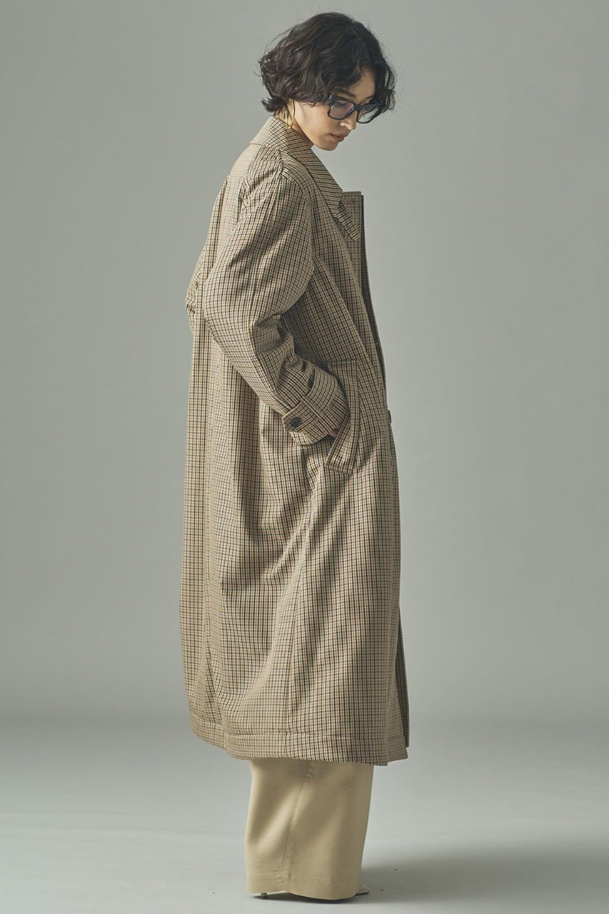 【カレンソロジー/Curensology】のガンクラブチェックコート 人気、トレンドファッション・服の通販 founy(ファニー) 　ファッション　Fashion　レディースファッション　Fashion for Women　アウター　Coat / Outerwear Collection　コート・ロングコート・ピーコート　Long Coats, Peacoats & More　スウェット / スエット　Sweatshirt, Sweatwear　スタンド　Stand Collar, Upright Stand　チェック　Check, Plaid, Tartan　トレンチ　Trench, Trench Coat　モダン　Modern, Contemporary　ロング　Long, Long-Length　エレガント 上品　Elegant　日本製　Made In Japan　軽量　Lightweight, Ultra Light　other-3|ID: prp329100004658521 ipo3291000000036085030