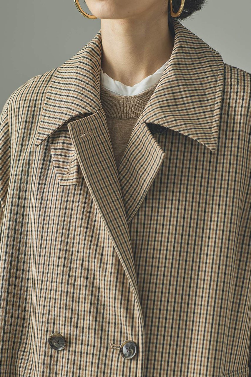【カレンソロジー/Curensology】のガンクラブチェックコート 人気、トレンドファッション・服の通販 founy(ファニー) 　ファッション　Fashion　レディースファッション　Fashion for Women　アウター　Coat / Outerwear Collection　コート・ロングコート・ピーコート　Long Coats, Peacoats & More　スウェット / スエット　Sweatshirt, Sweatwear　スタンド　Stand Collar, Upright Stand　チェック　Check, Plaid, Tartan　トレンチ　Trench, Trench Coat　モダン　Modern, Contemporary　ロング　Long, Long-Length　エレガント 上品　Elegant　日本製　Made In Japan　軽量　Lightweight, Ultra Light　other-5|ID: prp329100004658521 ipo3291000000036085034