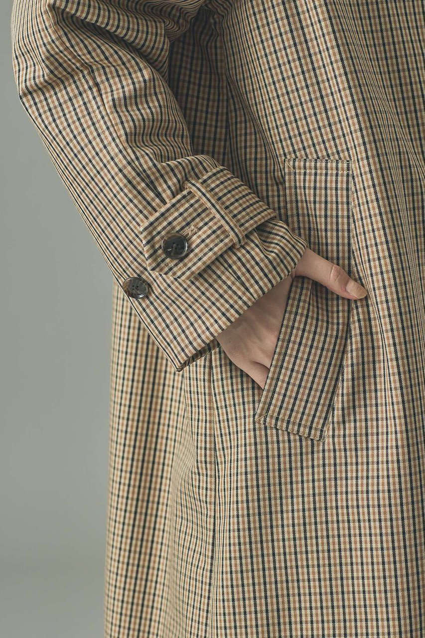【カレンソロジー/Curensology】のガンクラブチェックコート 人気、トレンドファッション・服の通販 founy(ファニー) 　ファッション　Fashion　レディースファッション　Fashion for Women　アウター　Coat / Outerwear Collection　コート・ロングコート・ピーコート　Long Coats, Peacoats & More　スウェット / スエット　Sweatshirt, Sweatwear　スタンド　Stand Collar, Upright Stand　チェック　Check, Plaid, Tartan　トレンチ　Trench, Trench Coat　モダン　Modern, Contemporary　ロング　Long, Long-Length　エレガント 上品　Elegant　日本製　Made In Japan　軽量　Lightweight, Ultra Light　other-7|ID: prp329100004658521 ipo3291000000036085037
