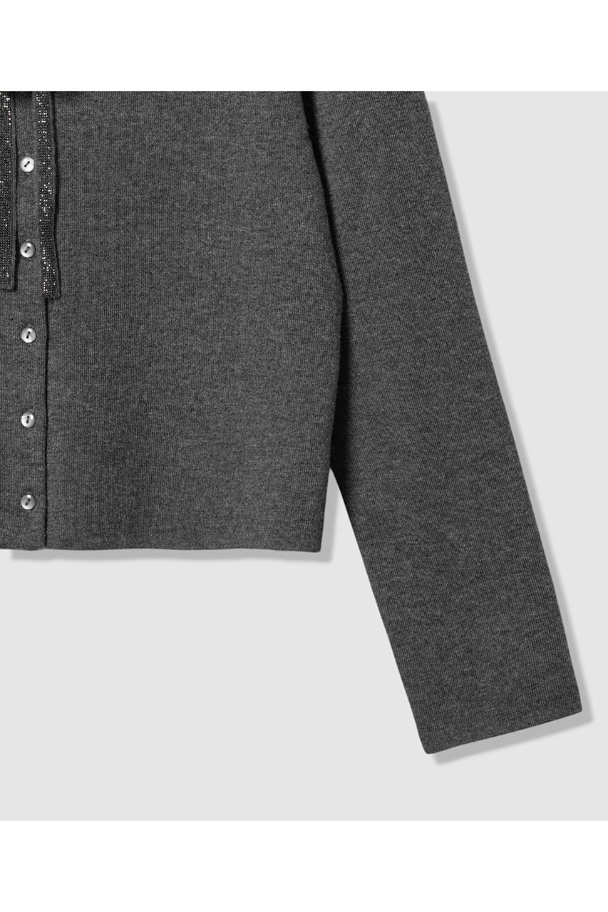 【アナイ/ANAYI】のステップビジューVネックカーディガン 人気、トレンドファッション・服の通販 founy(ファニー) 　ファッション　Fashion　レディースファッション　Fashion for Women　トップス・カットソー　Cut & Sew Tops　ニット　Knit Tops & Sweaters　カーディガン・羽織り　Layered Style Cardigans　Vネックトップス　V-Neck Tops / V-Cut Neckline Shirts　おすすめ　Recommended / Our Picks　カーディガン　Cardigan, Knitwear　ビジュー　Bijou, Jewel-like Accent　リボン　Ribbon, Bow　エレガント 上品　Elegant　新作・新入荷　New Arrivals / New In　秋　Autumn　other-6|ID: prp329100004658523 ipo3291000000033715676