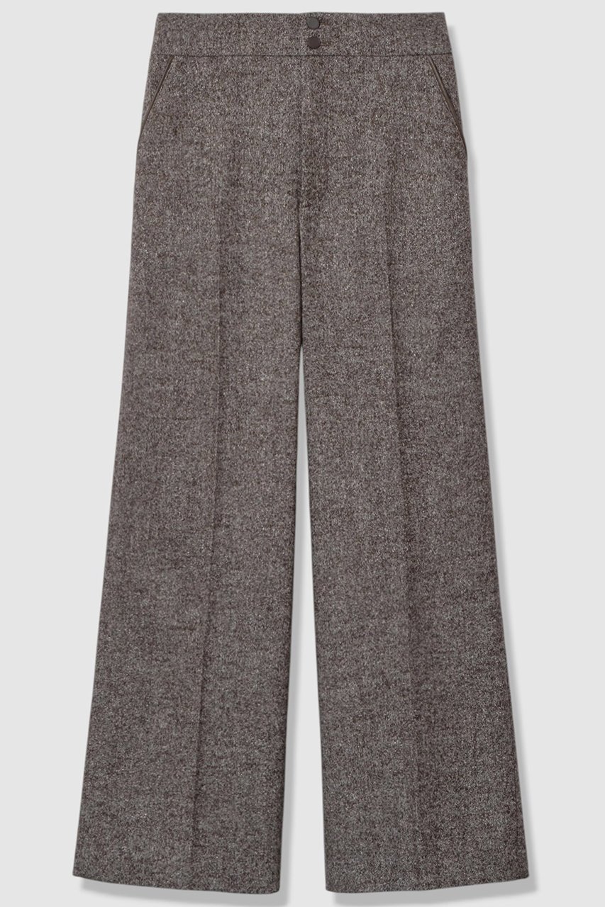 【アナイ/ANAYI】のウールシルクツイードワイドパンツ インテリア・キッズ・メンズ・レディースファッション・服の通販 founy(ファニー) 　ファッション　Fashion　レディースファッション　Fashion for Women　パンツ　Pants & Trousers　ウォーム　Warm Fabric　シルク　Silk, 100% Silk　ストレッチ　Stretch, Stretchy Fabric　センター　Center, Center Line　ツイード　Twill, Twill Weave　ネップ　Nepp, Slub Yarn　バランス　Balance, Style Balance　パイピング　Piping, Trim Design　ベーシック　Basic, Essential　ポケット　Pocket, Pocket Detail　ループ　Loop, Loop Knit　ワイド　Wide, Wide Fit　秋　Autumn　A/W・秋冬　Autumn/Winter　ブラウン|ID: prp329100004658524 ipo3291000000034079193