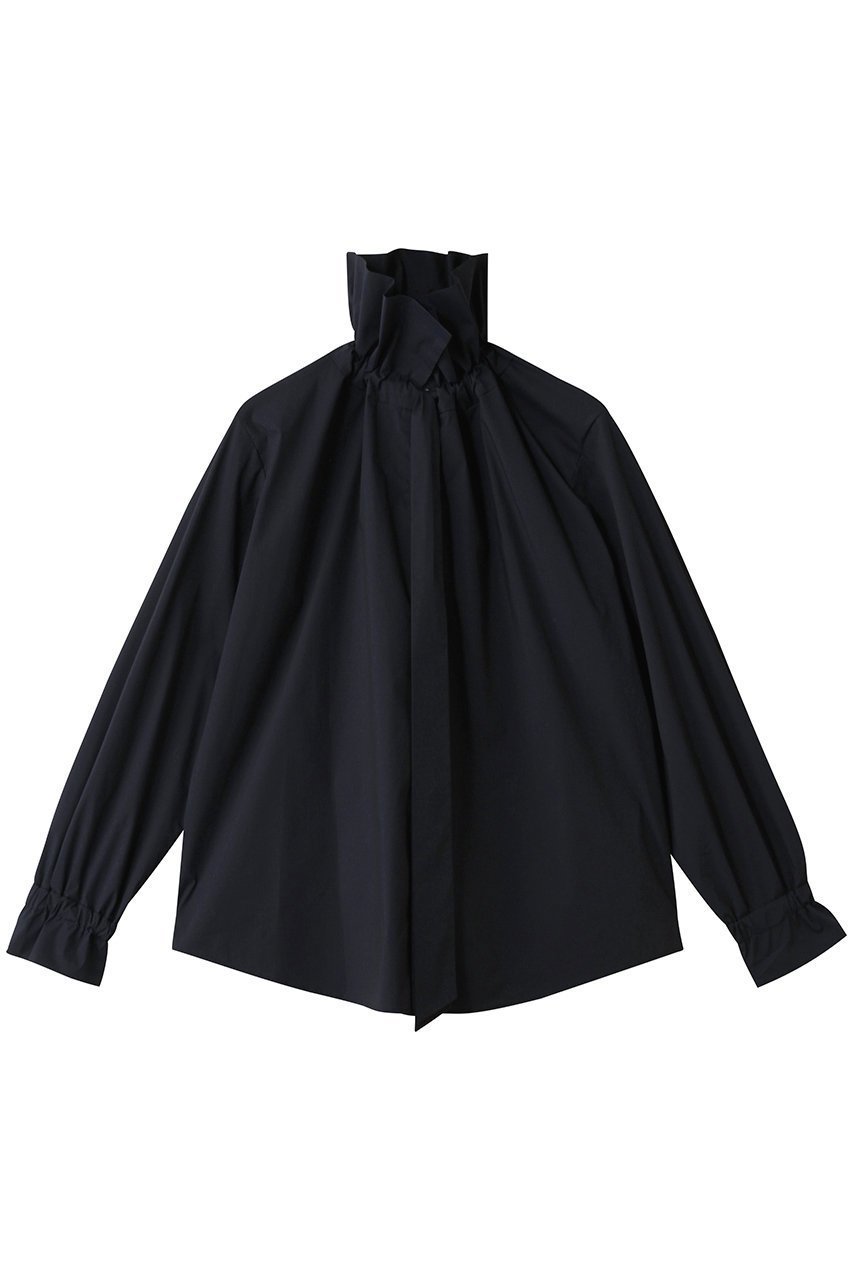 【デパリエ/DEPAREILLE】のタイプライターフリルブラウス インテリア・キッズ・メンズ・レディースファッション・服の通販 founy(ファニー) 　ファッション　Fashion　レディースファッション　Fashion for Women　トップス・カットソー　Cut & Sew Tops　シャツ・ブラウス・オフィスカジュアル　Elegant Blouses & Button-Ups　スリーブ　Sleeve, Long Sleeve / Short Sleeve　タイプライター　Typewriter Fabric, Crisp Cotton　フィット　Fit, Slim Fit　フリル　Frill, Ruffle　ロング　Long, Long-Length　新作・新入荷　New Arrivals / New In　ネイビー|ID: prp329100004658528 ipo3291000000033715717