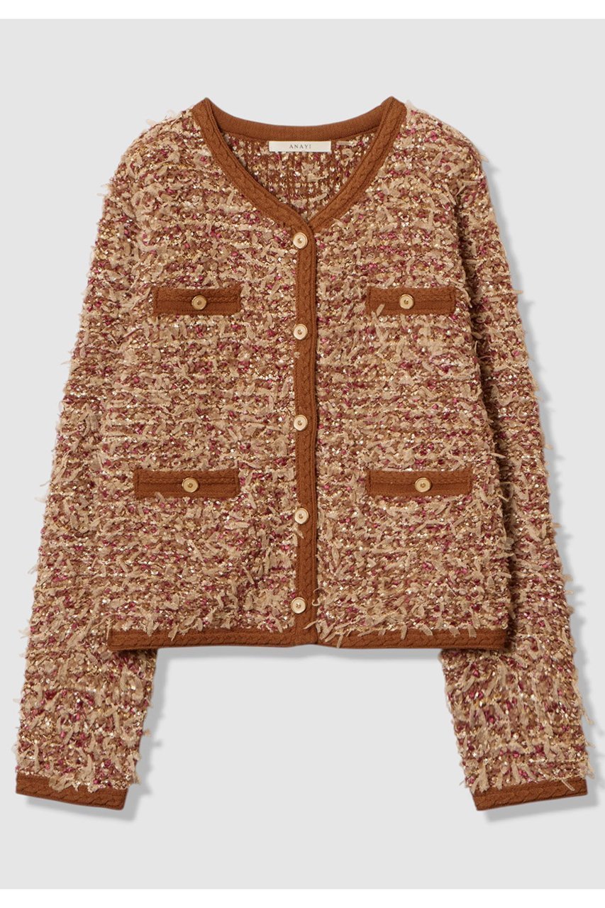 【アナイ/ANAYI】のメランジュツイード カーディガン インテリア・キッズ・メンズ・レディースファッション・服の通販 founy(ファニー) 　ファッション　Fashion　レディースファッション　Fashion for Women　トップス・カットソー　Cut & Sew Tops　ニット　Knit Tops & Sweaters　カーディガン・羽織り　Layered Style Cardigans　おすすめ　Recommended / Our Picks　イタリア　Italy　オータム　Autumn Fashion　カラフル　Colorful Design　カーディガン　Cardigan, Knitwear　コンパクト　Compact, Small Size　ツイード　Twill, Twill Weave　トリミング　Trimming, Decorative Edge　バランス　Balance, Style Balance　ボトム　Bottoms, Lower Wear　ポケット　Pocket, Pocket Detail　ヴィンテージ　Vintage Style　新作・新入荷　New Arrivals / New In　キャメル|ID: prp329100004658537 ipo3291000000033715796