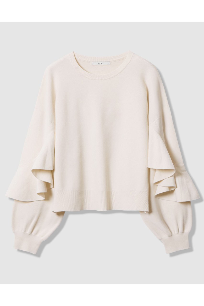 【アナイ/ANAYI】のカスケードスリーブ プルオーバー 人気、トレンドファッション・服の通販 founy(ファニー) 　ファッション　Fashion　レディースファッション　Fashion for Women　トップス・カットソー　Cut & Sew Tops　ニット　Knit Tops & Sweaters　カジュアルプルオーバー・ニットトップス　Pullovers & Knit Tops / Casual Pullovers　コンパクト　Compact, Small Size　スリーブ　Sleeve, Long Sleeve / Short Sleeve　ドロップ　Drop Shoulder, Dropped Style　バランス　Balance, Style Balance　フリル　Frill, Ruffle　ボトム　Bottoms, Lower Wear　ワイド　Wide, Wide Fit　エレガント 上品　Elegant　新作・新入荷　New Arrivals / New In　 other-1|ID: prp329100004658538 ipo3291000000033715805