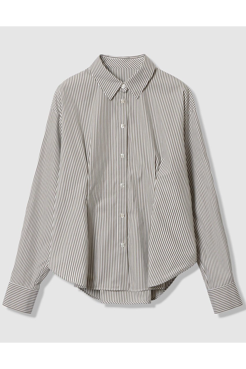 【アナイ/ANAYI】のタイプライターレースアップ ブラウス インテリア・キッズ・メンズ・レディースファッション・服の通販 founy(ファニー) 　ファッション　Fashion　レディースファッション　Fashion for Women　トップス・カットソー　Cut & Sew Tops　シャツ・ブラウス・オフィスカジュアル　Elegant Blouses & Button-Ups　おすすめ　Recommended / Our Picks　シェイプ　Shape, Slim Fit　ストライプ　Stripe, Striped Pattern　スリーブ　Sleeve, Long Sleeve / Short Sleeve　フロント　Front, Front Design　ペプラム　Peplum, Flared Hem　レース　Lace, Lace Fabric　ロング　Long, Long-Length　エレガント 上品　Elegant　新作・新入荷　New Arrivals / New In　ブラウン|ID: prp329100004658540 ipo3291000000033715828