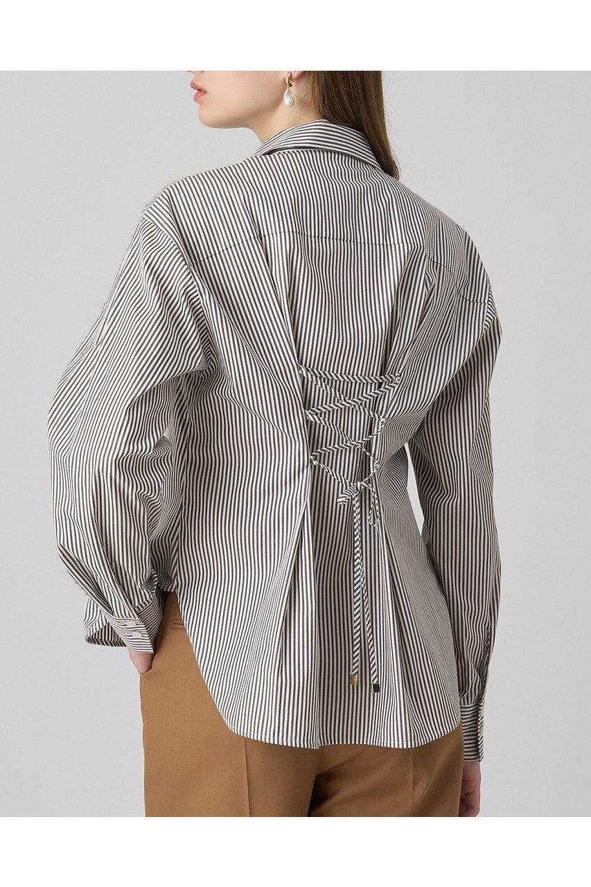 【アナイ/ANAYI】のタイプライターレースアップ ブラウス 人気、トレンドファッション・服の通販 founy(ファニー) 　ファッション　Fashion　レディースファッション　Fashion for Women　トップス・カットソー　Cut & Sew Tops　シャツ・ブラウス・オフィスカジュアル　Elegant Blouses & Button-Ups　おすすめ　Recommended / Our Picks　シェイプ　Shape, Slim Fit　ストライプ　Stripe, Striped Pattern　スリーブ　Sleeve, Long Sleeve / Short Sleeve　フロント　Front, Front Design　ペプラム　Peplum, Flared Hem　レース　Lace, Lace Fabric　ロング　Long, Long-Length　エレガント 上品　Elegant　新作・新入荷　New Arrivals / New In　other-6|ID: prp329100004658540 ipo3291000000033715833