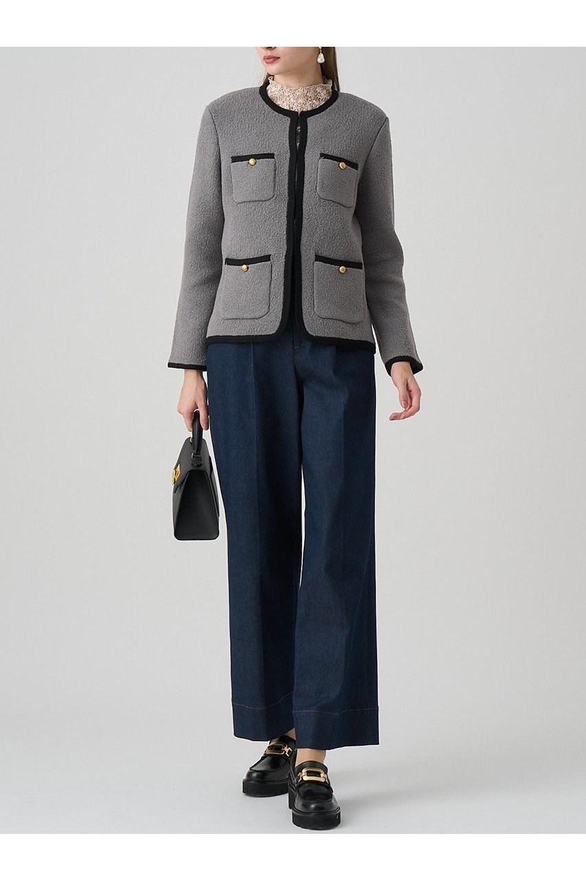 【アナイ/ANAYI】のウールブークレポケットロング カーディガン 人気、トレンドファッション・服の通販 founy(ファニー) 　ファッション　Fashion　レディースファッション　Fashion for Women　トップス・カットソー　Cut & Sew Tops　ニット　Knit Tops & Sweaters　カーディガン・羽織り　Layered Style Cardigans　カーディガン　Cardigan, Knitwear　ポケット　Pocket, Pocket Detail　メタル　Metal, Metal Parts　エレガント 上品　Elegant　今秋　This Fall　定番　Standard, Basic Item　新作・新入荷　New Arrivals / New In　other-5|ID: prp329100004658542 ipo3291000000033715849