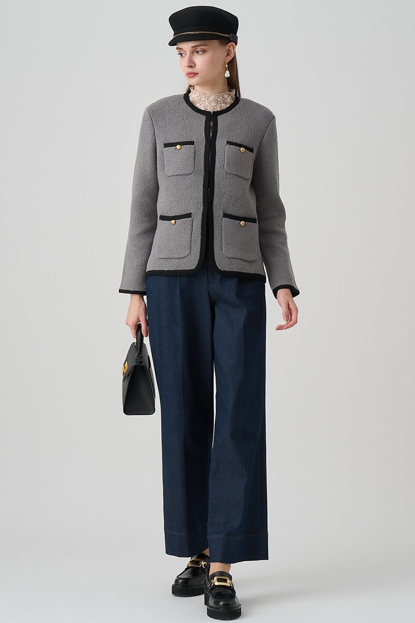 【アナイ/ANAYI】のウールブークレポケットロング カーディガン 人気、トレンドファッション・服の通販 founy(ファニー) 　ファッション　Fashion　レディースファッション　Fashion for Women　トップス・カットソー　Cut & Sew Tops　ニット　Knit Tops & Sweaters　カーディガン・羽織り　Layered Style Cardigans　カーディガン　Cardigan, Knitwear　ポケット　Pocket, Pocket Detail　メタル　Metal, Metal Parts　エレガント 上品　Elegant　今秋　This Fall　定番　Standard, Basic Item　other-5|ID: prp329100004658542 ipo3291000000036047993