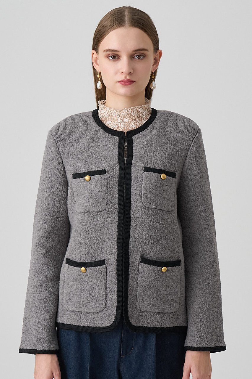 【アナイ/ANAYI】のウールブークレポケットロング カーディガン 人気、トレンドファッション・服の通販 founy(ファニー) 　ファッション　Fashion　レディースファッション　Fashion for Women　トップス・カットソー　Cut & Sew Tops　ニット　Knit Tops & Sweaters　カーディガン・羽織り　Layered Style Cardigans　カーディガン　Cardigan, Knitwear　ポケット　Pocket, Pocket Detail　メタル　Metal, Metal Parts　エレガント 上品　Elegant　今秋　This Fall　定番　Standard, Basic Item　other-7|ID: prp329100004658542 ipo3291000000036047998