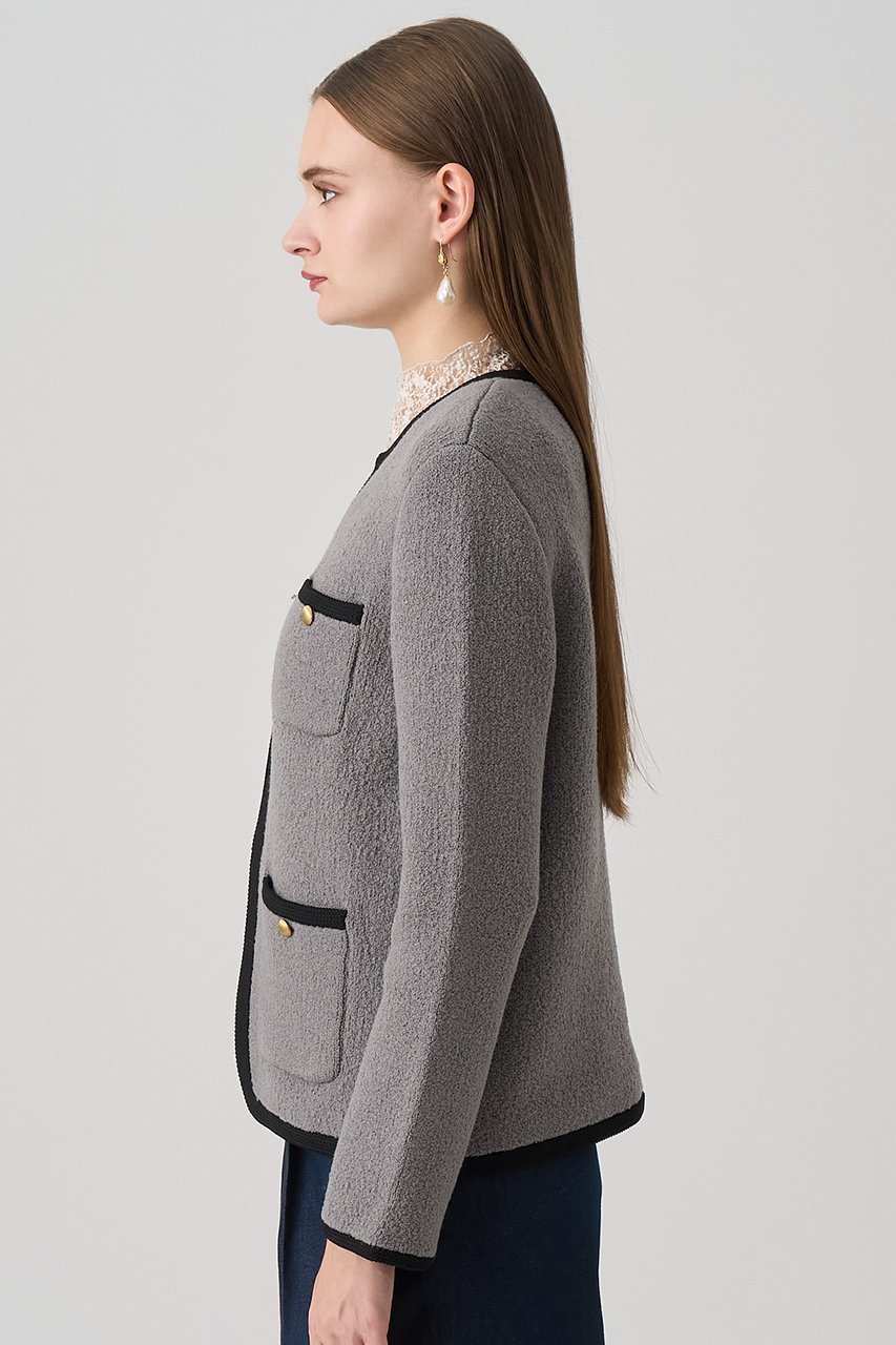 【アナイ/ANAYI】のウールブークレポケットロング カーディガン 人気、トレンドファッション・服の通販 founy(ファニー) 　ファッション　Fashion　レディースファッション　Fashion for Women　トップス・カットソー　Cut & Sew Tops　ニット　Knit Tops & Sweaters　カーディガン・羽織り　Layered Style Cardigans　カーディガン　Cardigan, Knitwear　ポケット　Pocket, Pocket Detail　メタル　Metal, Metal Parts　エレガント 上品　Elegant　今秋　This Fall　定番　Standard, Basic Item　other-8|ID: prp329100004658542 ipo3291000000036048001