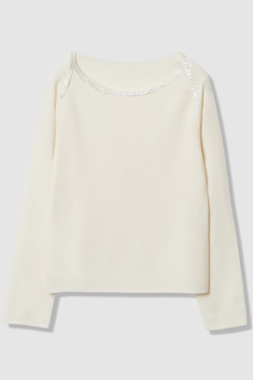 【アナイ/ANAYI】のステップビジューボートネック プルオーバー 人気、トレンドファッション・服の通販 founy(ファニー) 　ファッション　Fashion　レディースファッション　Fashion for Women　トップス・カットソー　Cut & Sew Tops　ニット　Knit Tops & Sweaters　カジュアルプルオーバー・ニットトップス　Pullovers & Knit Tops / Casual Pullovers　おすすめ　Recommended / Our Picks　インナー　Innerwear　ジャケット　Jacket, Outerwear　トレンド　Trend, Trending Now　ビジュー　Bijou, Jewel-like Accent　新作・新入荷　New Arrivals / New In　 other-1|ID: prp329100004658543 ipo3291000000033715853
