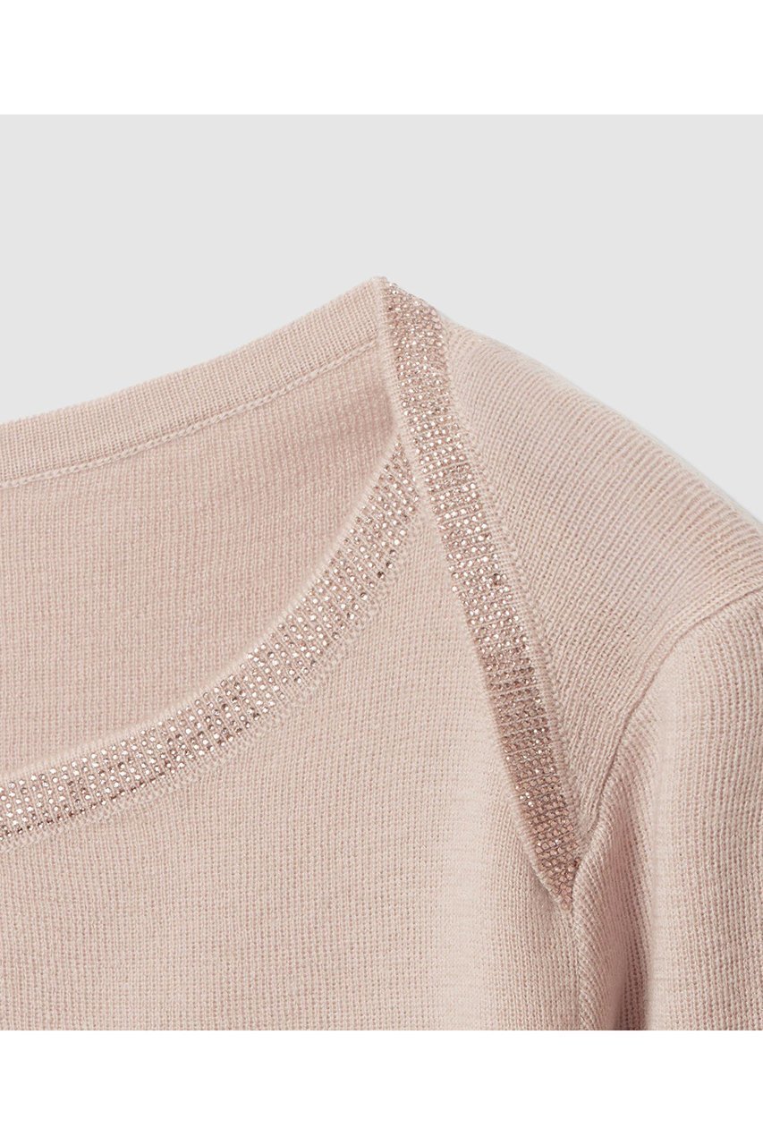 【アナイ/ANAYI】のステップビジューボートネック プルオーバー 人気、トレンドファッション・服の通販 founy(ファニー) 　ファッション　Fashion　レディースファッション　Fashion for Women　トップス・カットソー　Cut & Sew Tops　ニット　Knit Tops & Sweaters　カジュアルプルオーバー・ニットトップス　Pullovers & Knit Tops / Casual Pullovers　おすすめ　Recommended / Our Picks　インナー　Innerwear　ジャケット　Jacket, Outerwear　トレンド　Trend, Trending Now　ビジュー　Bijou, Jewel-like Accent　新作・新入荷　New Arrivals / New In　other-3|ID: prp329100004658543 ipo3291000000033715859