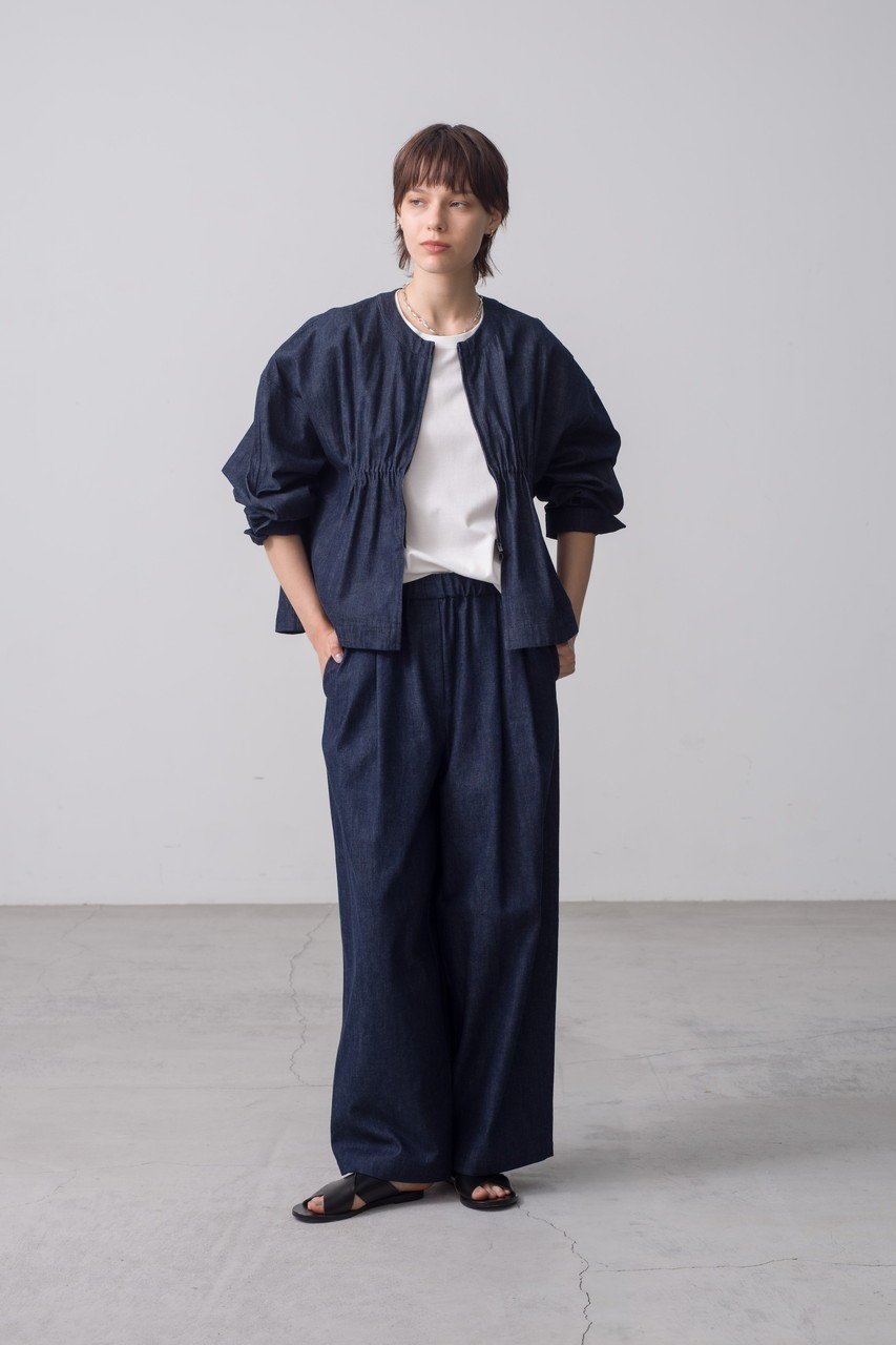 【エブール/ebure】の【9/5 0:00販売開始】【店舗限定】スラブデニム タックパンツ 人気、トレンドファッション・服の通販 founy(ファニー) 　ファッション　Fashion　レディースファッション　Fashion for Women　パンツ　Pants & Trousers　デニムパンツ・ジーンズ・美脚デニム　Denim Jeans & Pants　おすすめ　Recommended / Our Picks　ギャザー　Gathered, Ruffled　シンプル　Simple, Minimal　ジャケット　Jacket, Outerwear　デニム　Denim, Jeans Material　ワイド　Wide, Wide Fit　other-6|ID: prp329100004660064 ipo3291000000033724832