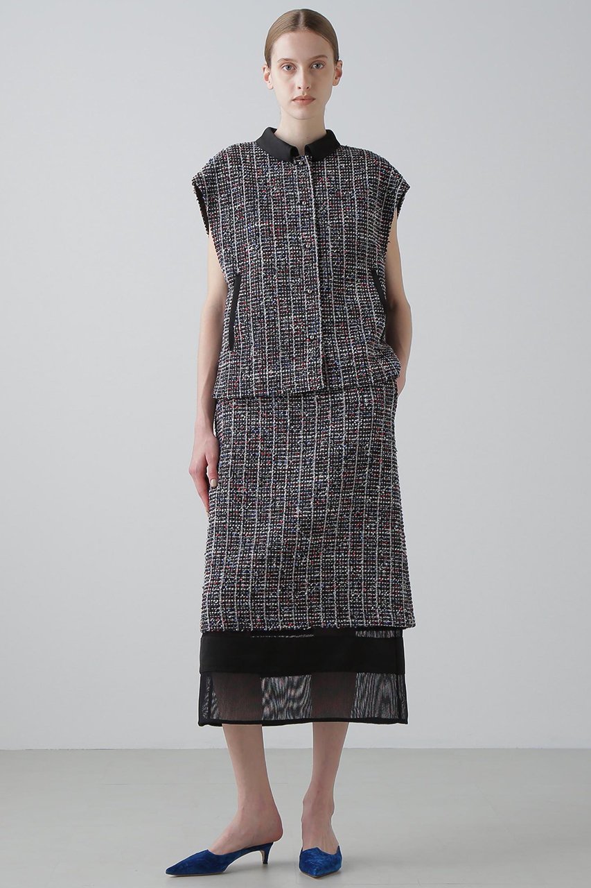 【アドーア/ADORE】のトリコロールツィードスカート 人気、トレンドファッション・服の通販 founy(ファニー) 　ファッション　Fashion　レディースファッション　Fashion for Women　スカート　Skirts　ロングスカート　Long Skirts / Maxi & Midi Skirts　サテン　Satin, Glossy Fabric　シンプル　Simple, Minimal　ジャケット　Jacket, Outerwear　セットアップ　Set-Up, Coordinated Outfit　ツイード／ツィード　Choker, Choker Necklace　ツイード　Twill, Twill Weave　ロング　Long, Long-Length　エレガント 上品　Elegant　再入荷　Restock / Back in Stock　other-2|ID: prp329100004660174 ipo3291000000033725429