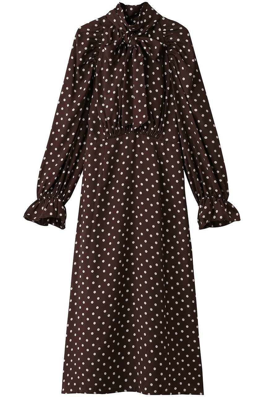 【コルコバード/CORCOVADO】のドットプリントショコラドレス インテリア・キッズ・メンズ・レディースファッション・服の通販 founy(ファニー) 　ファッション　Fashion　レディースファッション　Fashion for Women　ワンピース　Dresses　フォーマル・パーティードレス・結婚式用ドレス　Elegant & Casual Dresses　チュニック　Tunic Tops & Dresses　2025年　2025　2025-2026秋冬・A/W　Autumn/Winter 2025–26 AW25–26　クラシック　Classic, Timeless Style　チュニック　Tunic, Long Top　トレンド　Trend, Trending Now　ドット　Polka Dot, Dot Pattern　ドレス　Dress, One-Piece　プリント　Print, Printed Pattern　今季　This Season, Current Season　A/W・秋冬　Autumn/Winter　ブラウン|ID: prp329100004664780 ipo3291000000033743878