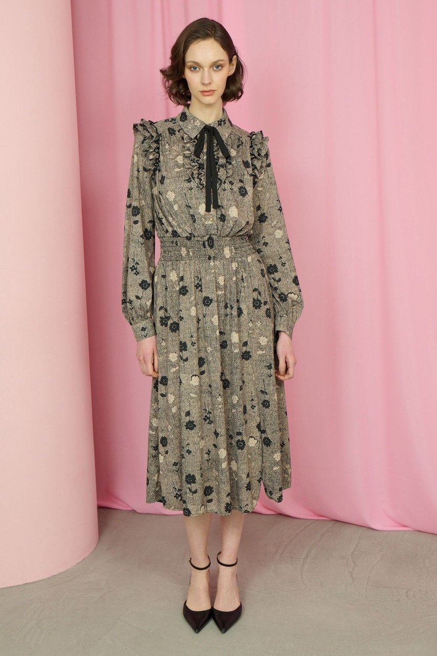 【コルコバード/CORCOVADO】のプリントボウタイドレス 人気、トレンドファッション・服の通販 founy(ファニー) 　ファッション　Fashion　レディースファッション　Fashion for Women　ワンピース　Dresses　フォーマル・パーティードレス・結婚式用ドレス　Elegant & Casual Dresses　チュニック　Tunic Tops & Dresses　2025年　2025　2025-2026秋冬・A/W　Autumn/Winter 2025–26 AW25–26　オケージョン　Occasion Wear　チュニック　Tunic, Long Top　ドレス　Dress, One-Piece　フラワー　Flower, Floral　フリル　Frill, Ruffle　プリント　Print, Printed Pattern　リボン　Ribbon, Bow　A/W・秋冬　Autumn/Winter　other-7|ID: prp329100004664785 ipo3291000000033743920