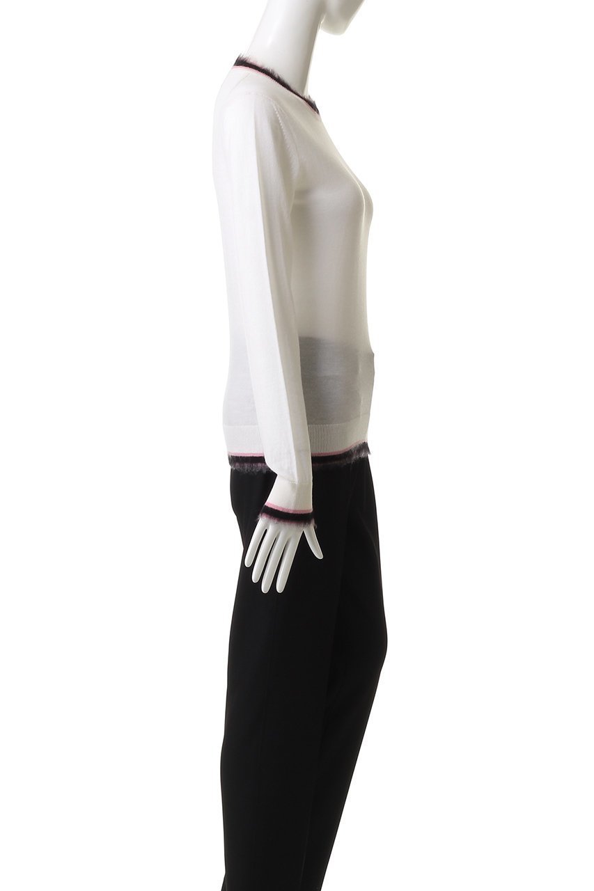 【ヌメロ ヴェントゥーノ/N°21】のクルーネック ニットトップス 人気、トレンドファッション・服の通販 founy(ファニー) 　ファッション　Fashion　レディースファッション　Fashion for Women　トップス・カットソー　Cut & Sew Tops　ニット　Knit Tops & Sweaters　カジュアルプルオーバー・ニットトップス　Pullovers & Knit Tops / Casual Pullovers　シアー　Sheer, See-Through　フリンジ　Fringe, Tassel　ボーダー　Border, Stripe　other-3|ID: prp329100004664791 ipo3291000000035357885