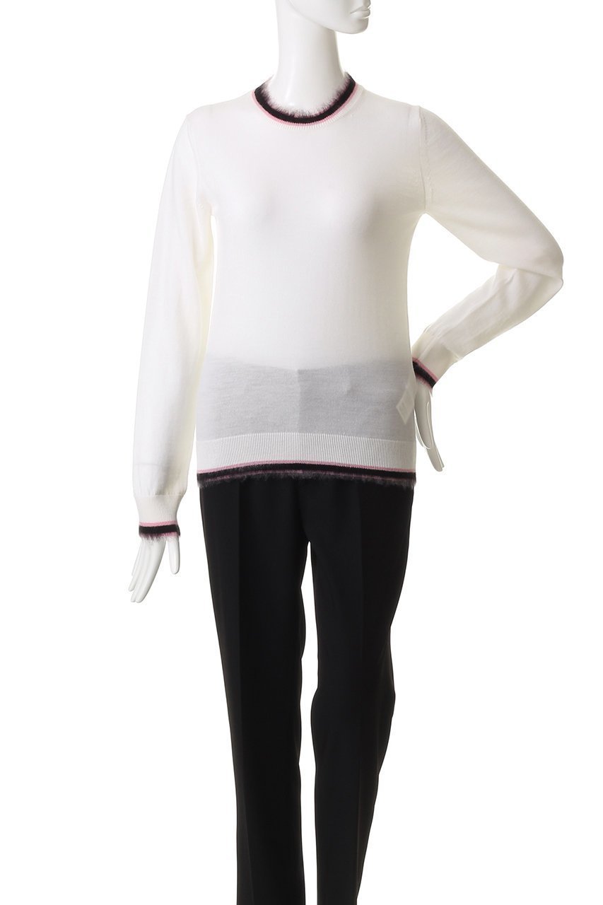 【ヌメロ ヴェントゥーノ/N°21】のクルーネック ニットトップス 人気、トレンドファッション・服の通販 founy(ファニー) 　ファッション　Fashion　レディースファッション　Fashion for Women　トップス・カットソー　Cut & Sew Tops　ニット　Knit Tops & Sweaters　カジュアルプルオーバー・ニットトップス　Pullovers & Knit Tops / Casual Pullovers　シアー　Sheer, See-Through　フリンジ　Fringe, Tassel　ボーダー　Border, Stripe　other-2|ID: prp329100004664791 ipo3291000000036128126