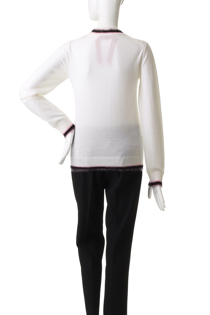 【ヌメロ ヴェントゥーノ/N°21】のクルーネック ニットトップス 人気、トレンドファッション・服の通販 founy(ファニー) 　ファッション　Fashion　レディースファッション　Fashion for Women　トップス・カットソー　Cut & Sew Tops　ニット　Knit Tops & Sweaters　カジュアルプルオーバー・ニットトップス　Pullovers & Knit Tops / Casual Pullovers　シアー　Sheer, See-Through　フリンジ　Fringe, Tassel　ボーダー　Border, Stripe　other-4|ID: prp329100004664791 ipo3291000000036128129