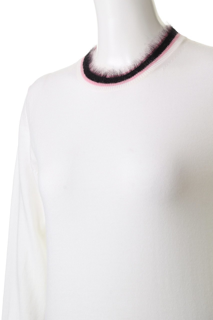 【ヌメロ ヴェントゥーノ/N°21】のクルーネック ニットトップス 人気、トレンドファッション・服の通販 founy(ファニー) 　ファッション　Fashion　レディースファッション　Fashion for Women　トップス・カットソー　Cut & Sew Tops　ニット　Knit Tops & Sweaters　カジュアルプルオーバー・ニットトップス　Pullovers & Knit Tops / Casual Pullovers　シアー　Sheer, See-Through　フリンジ　Fringe, Tassel　ボーダー　Border, Stripe　other-5|ID: prp329100004664791 ipo3291000000036128131