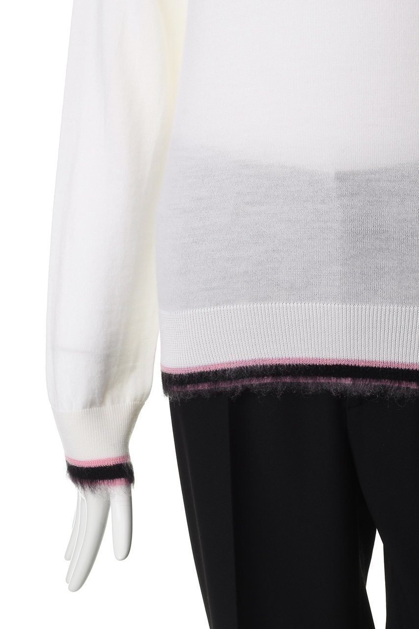 【ヌメロ ヴェントゥーノ/N°21】のクルーネック ニットトップス 人気、トレンドファッション・服の通販 founy(ファニー) 　ファッション　Fashion　レディースファッション　Fashion for Women　トップス・カットソー　Cut & Sew Tops　ニット　Knit Tops & Sweaters　カジュアルプルオーバー・ニットトップス　Pullovers & Knit Tops / Casual Pullovers　シアー　Sheer, See-Through　フリンジ　Fringe, Tassel　ボーダー　Border, Stripe　other-6|ID: prp329100004664791 ipo3291000000036128132