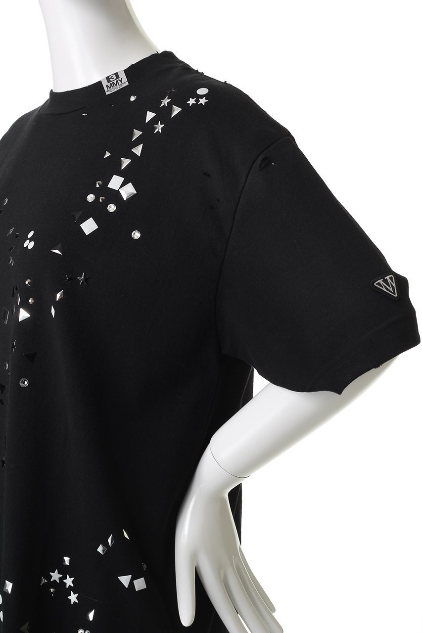 【メゾン ミハラヤスヒロ/Maison MIHARA YASUHIRO】のEMBELLISHED DISTRESSED Tシャツ 人気、トレンドファッション・服の通販 founy(ファニー) 　ファッション　Fashion　レディースファッション　Fashion for Women　トップス・カットソー　Cut & Sew Tops　シャツ・ブラウス・オフィスカジュアル　Elegant Blouses & Button-Ups　ロングTシャツ・Tシャツ　Longline T-Shirts & Tees　カットソー・ベーシックTシャツ　Cut-and-Sewn Tops / Stretch Tees & Basics　ショート　Short, Short Length　ストーン　Stone, Gem-Like　スリーブ　Sleeve, Long Sleeve / Short Sleeve　ダメージ　Distressed, Destroyed　other-5|ID: prp329100004664797 ipo3291000000035694827