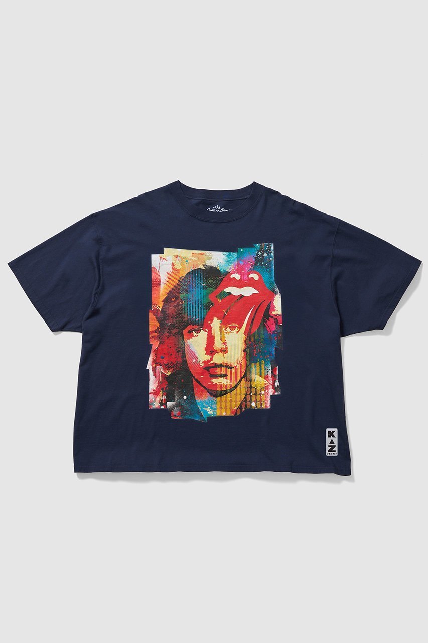 【キャサリンハムネット/KATHARINE HAMNETT LONDON】の【UNISEX】ミック・ジャガーbyカズオオモリ コラボレーションTシャツ インテリア・キッズ・メンズ・レディースファッション・服の通販 founy(ファニー) 　ファッション　Fashion　レディースファッション　Fashion for Women　トップス・カットソー　Cut & Sew Tops　シャツ・ブラウス・オフィスカジュアル　Elegant Blouses & Button-Ups　ロングTシャツ・Tシャツ　Longline T-Shirts & Tees　カットソー・ベーシックTシャツ　Cut-and-Sewn Tops / Stretch Tees & Basics　ユニセックス　Unisex, Genderless　ショート　Short, Short Length　スリーブ　Sleeve, Long Sleeve / Short Sleeve　ワイド　Wide, Wide Fit　ネイビー|ID: prp329100004664805 ipo3291000000033744027