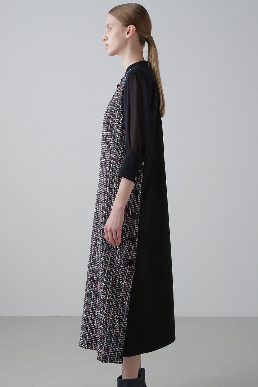 【アドーア/ADORE】のトリコロールツィードワンピース 人気、トレンドファッション・服の通販 founy(ファニー) 　ファッション　Fashion　レディースファッション　Fashion for Women　ワンピース　Dresses　チュニック　Tunic Tops & Dresses　サテン　Satin, Glossy Fabric　ストレート　Straight, Straight Cut　チュニック　Tunic, Long Top　ツイード／ツィード　Choker, Choker Necklace　ロング　Long, Long-Length　再入荷　Restock / Back in Stock　other-4|ID: prp329100004664820 ipo3291000000033744107