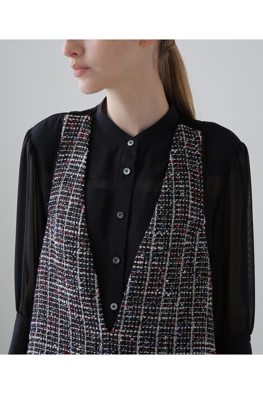 【アドーア/ADORE】のトリコロールツィードワンピース 人気、トレンドファッション・服の通販 founy(ファニー) 　ファッション　Fashion　レディースファッション　Fashion for Women　ワンピース　Dresses　チュニック　Tunic Tops & Dresses　サテン　Satin, Glossy Fabric　ストレート　Straight, Straight Cut　チュニック　Tunic, Long Top　ツイード／ツィード　Choker, Choker Necklace　ロング　Long, Long-Length　再入荷　Restock / Back in Stock　other-6|ID: prp329100004664820 ipo3291000000033744109