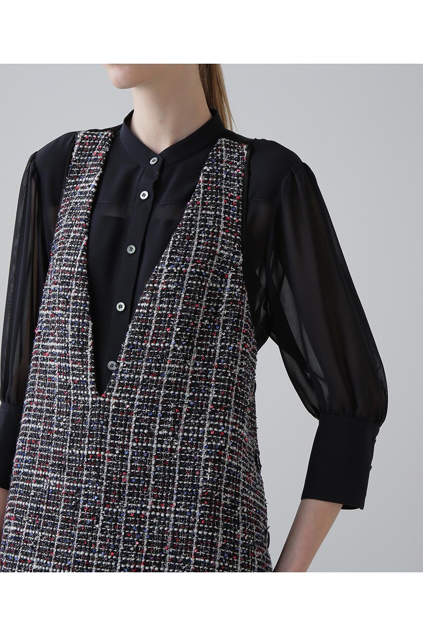 【アドーア/ADORE】のトリコロールツィードワンピース 人気、トレンドファッション・服の通販 founy(ファニー) 　ファッション　Fashion　レディースファッション　Fashion for Women　ワンピース　Dresses　チュニック　Tunic Tops & Dresses　サテン　Satin, Glossy Fabric　ストレート　Straight, Straight Cut　チュニック　Tunic, Long Top　ツイード／ツィード　Choker, Choker Necklace　ロング　Long, Long-Length　再入荷　Restock / Back in Stock　other-7|ID: prp329100004664820 ipo3291000000033744111