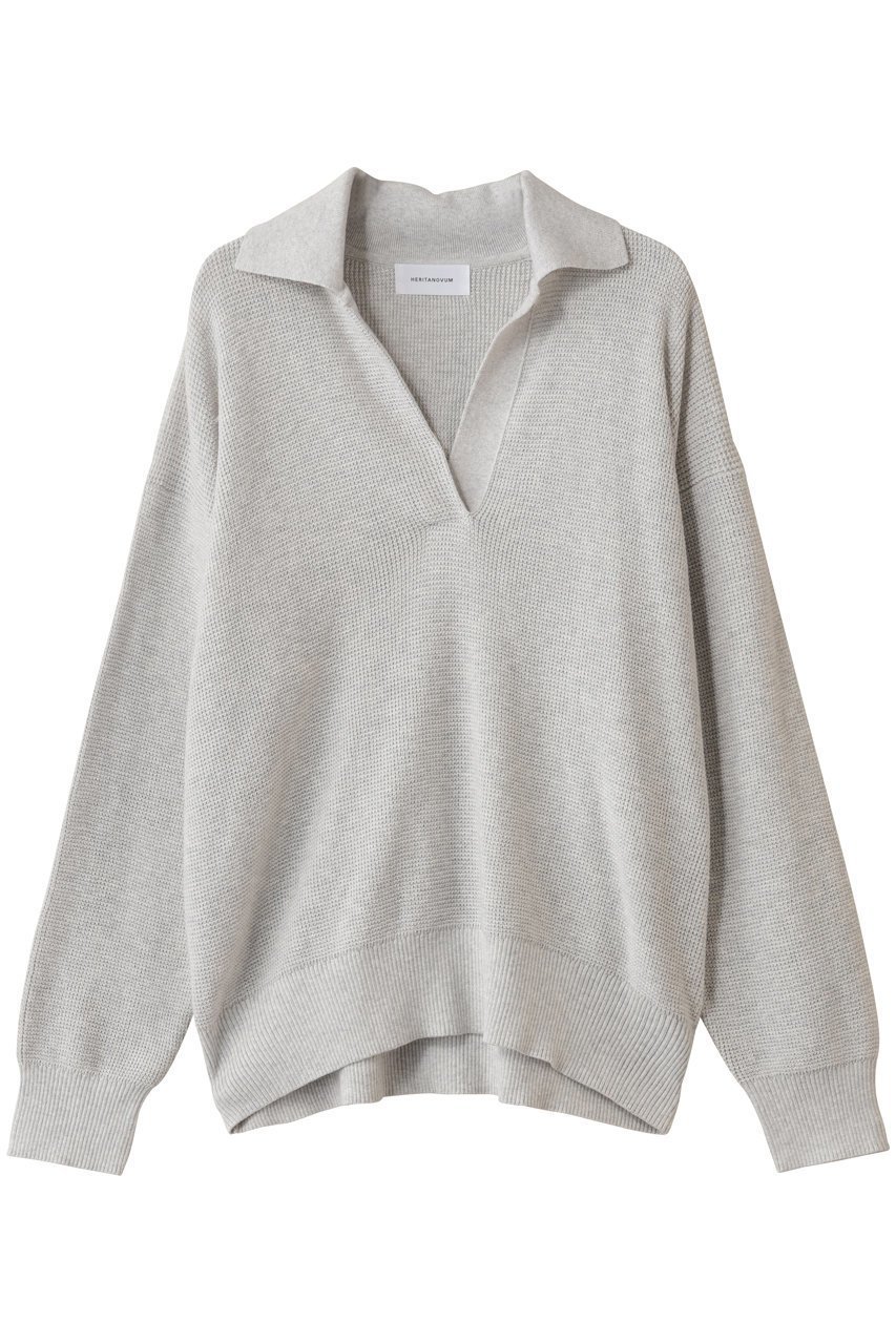 【ガリャルダガランテ/GALLARDAGALANTE】の【HERITANOVUM】ワッフルスッキパーニット インテリア・キッズ・メンズ・レディースファッション・服の通販 founy(ファニー) 　ファッション　Fashion　レディースファッション　Fashion for Women　トップス・カットソー　Cut & Sew Tops　ニット　Knit Tops & Sweaters　カジュアルプルオーバー・ニットトップス　Pullovers & Knit Tops / Casual Pullovers　おすすめ　Recommended / Our Picks　なめらか　Smooth, Silky Texture　エレガント 上品　Elegant　トレンド　Trend, Trending Now　ライトグレー|ID: prp329100004664826 ipo3291000000035585102