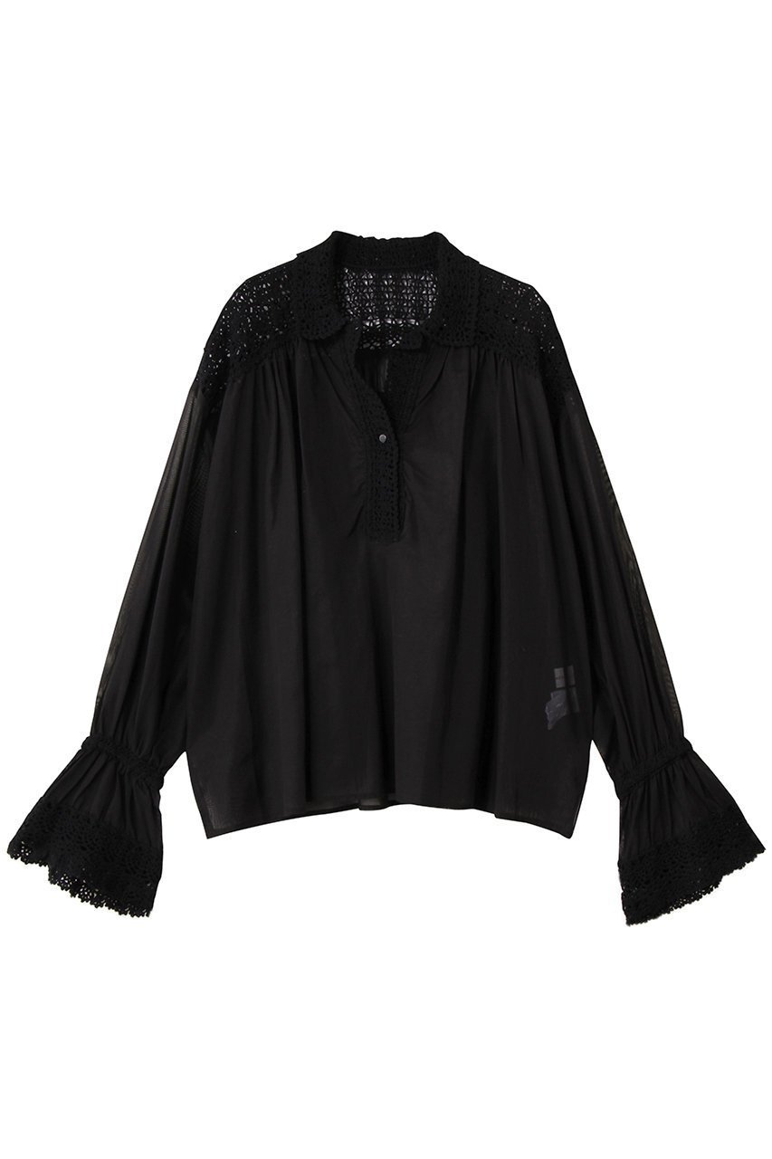 【ガリャルダガランテ/GALLARDAGALANTE】の【HERITANOVUM】クロシェットシャツ インテリア・キッズ・メンズ・レディースファッション・服の通販 founy(ファニー) 　ファッション　Fashion　レディースファッション　Fashion for Women　トップス・カットソー　Cut & Sew Tops　シャツ・ブラウス・オフィスカジュアル　Elegant Blouses & Button-Ups　クロシェ　Crochet, Knitted Lace　シアー　Sheer, See-Through　スリーブ　Sleeve, Long Sleeve / Short Sleeve　ロング　Long, Long-Length　新作・新入荷　New Arrivals / New In　ブラック|ID: prp329100004664827 ipo3291000000033744163