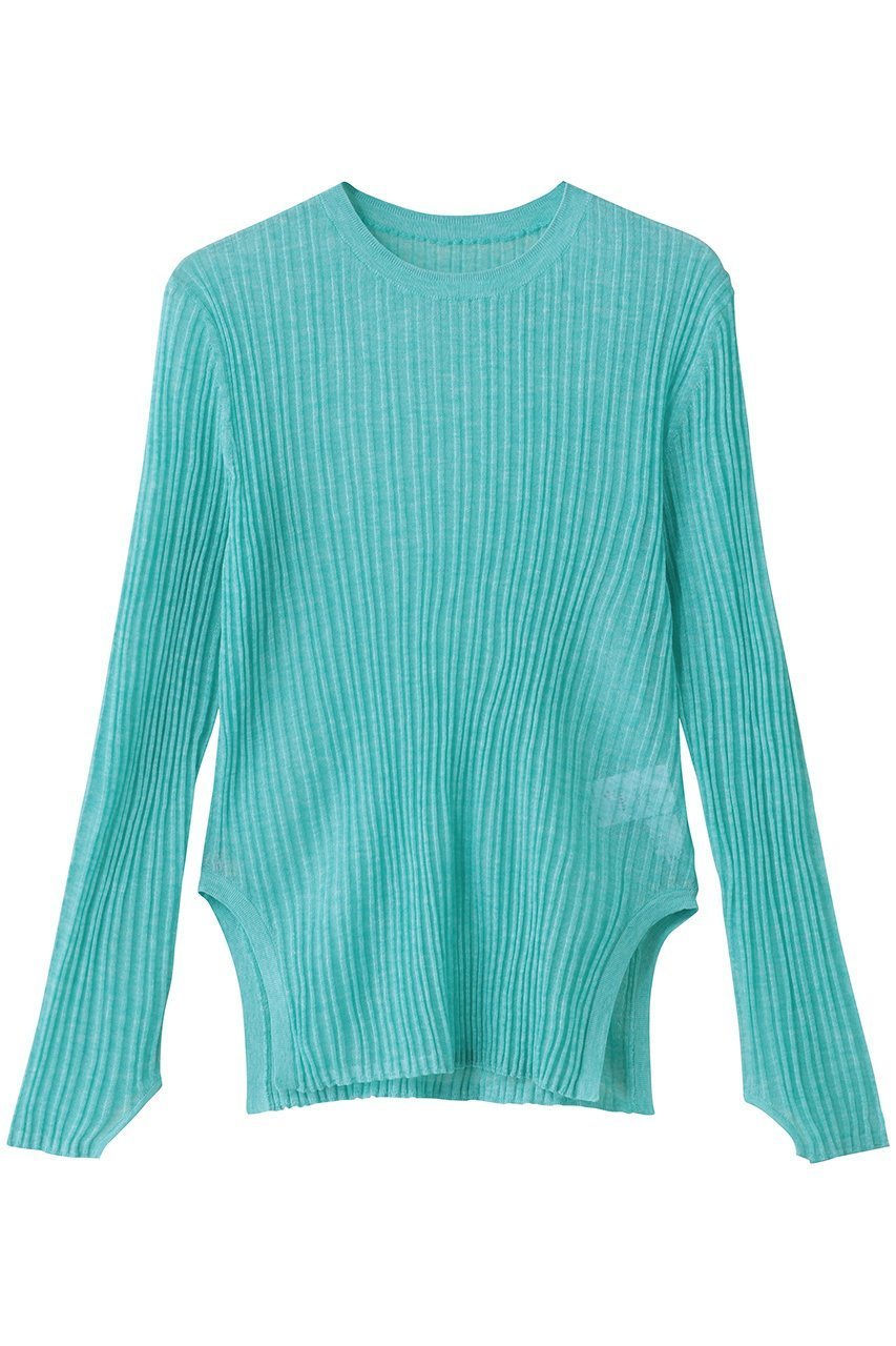 【ランバン オン ブルー/LANVIN en Bleu】のメランジシアーランダムリブニット 人気、トレンドファッション・服の通販 founy(ファニー) 　ファッション　Fashion　レディースファッション　Fashion for Women　トップス・カットソー　Cut & Sew Tops　ニット　Knit Tops & Sweaters　カジュアルプルオーバー・ニットトップス　Pullovers & Knit Tops / Casual Pullovers　おすすめ　Recommended / Our Picks　インナー　Innerwear　キャミソール　Camisole, Spaghetti Strap Top　キャミワンピース　Cami Dress, Slip Dress　シアー　Sheer, See-Through　スリット　Slit, Slit Detail　ランダム　Random, Irregular　ロング　Long, Long-Length　新作・新入荷　New Arrivals / New In　 other-1|ID: prp329100004664843 ipo3291000000033744277