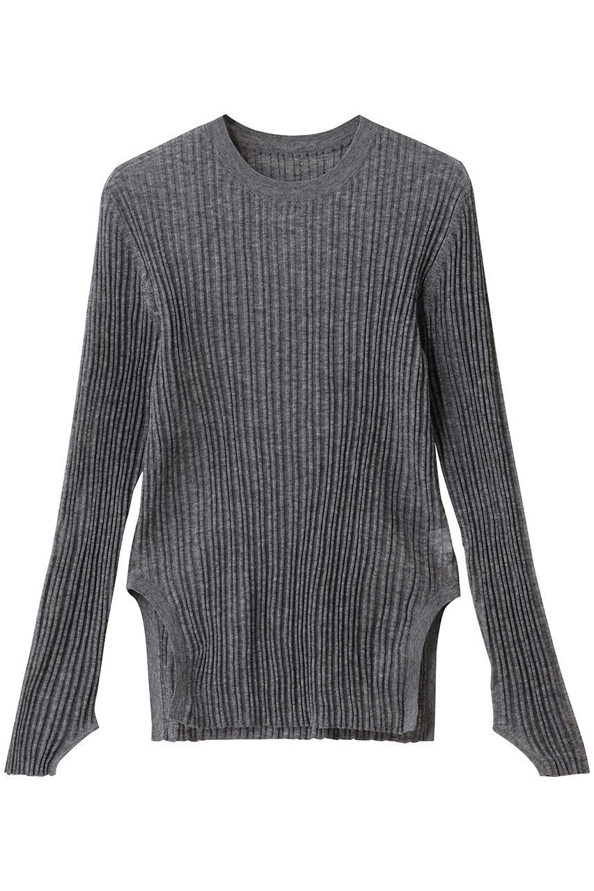 【ランバン オン ブルー/LANVIN en Bleu】のメランジシアーランダムリブニット インテリア・キッズ・メンズ・レディースファッション・服の通販 founy(ファニー) 　ファッション　Fashion　レディースファッション　Fashion for Women　トップス・カットソー　Cut & Sew Tops　ニット　Knit Tops & Sweaters　カジュアルプルオーバー・ニットトップス　Pullovers & Knit Tops / Casual Pullovers　おすすめ　Recommended / Our Picks　インナー　Innerwear　キャミソール　Camisole, Spaghetti Strap Top　キャミワンピース　Cami Dress, Slip Dress　シアー　Sheer, See-Through　スリット　Slit, Slit Detail　ランダム　Random, Irregular　ロング　Long, Long-Length　新作・新入荷　New Arrivals / New In　グレー|ID: prp329100004664843 ipo3291000000033744283