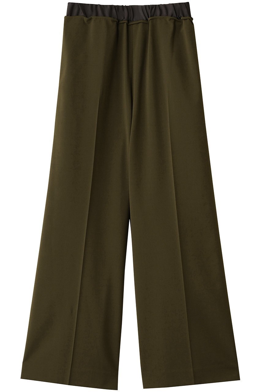 【ランバン オン ブルー/LANVIN en Bleu】の異素材ベルトゴムワイドパンツ インテリア・キッズ・メンズ・レディースファッション・服の通販 founy(ファニー) 　ファッション　Fashion　レディースファッション　Fashion for Women　パンツ　Pants & Trousers　ベルト&ウエストマーク　Belts & Waist Accessories　ストレート　Straight, Straight Cut　リラックス　Relax, Relaxed Fit　ワイド　Wide, Wide Fit　カーキ|ID: prp329100004664848 ipo3291000000035694840