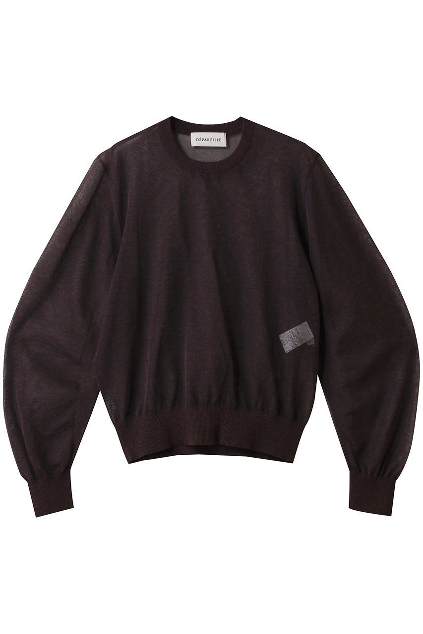 【デパリエ/DEPAREILLE】のラミーシアークルーネックニット インテリア・キッズ・メンズ・レディースファッション・服の通販 founy(ファニー) 　ファッション　Fashion　レディースファッション　Fashion for Women　トップス・カットソー　Cut & Sew Tops　ニット　Knit Tops & Sweaters　カジュアルプルオーバー・ニットトップス　Pullovers & Knit Tops / Casual Pullovers　インナー　Innerwear　キャミソール　Camisole, Spaghetti Strap Top　シアー　Sheer, See-Through　タンク　Tank Top, Sleeveless Top　ボトム　Bottoms, Lower Wear　エレガント 上品　Elegant　新作・新入荷　New Arrivals / New In　ボルドー|ID: prp329100004664870 ipo3291000000033744468