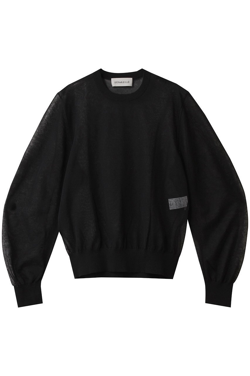 【デパリエ/DEPAREILLE】のラミーシアークルーネックニット インテリア・キッズ・メンズ・レディースファッション・服の通販 founy(ファニー) 　ファッション　Fashion　レディースファッション　Fashion for Women　トップス・カットソー　Cut & Sew Tops　ニット　Knit Tops & Sweaters　カジュアルプルオーバー・ニットトップス　Pullovers & Knit Tops / Casual Pullovers　インナー　Innerwear　キャミソール　Camisole, Spaghetti Strap Top　シアー　Sheer, See-Through　タンク　Tank Top, Sleeveless Top　ボトム　Bottoms, Lower Wear　エレガント 上品　Elegant　新作・新入荷　New Arrivals / New In　ブラック|ID: prp329100004664870 ipo3291000000033744469