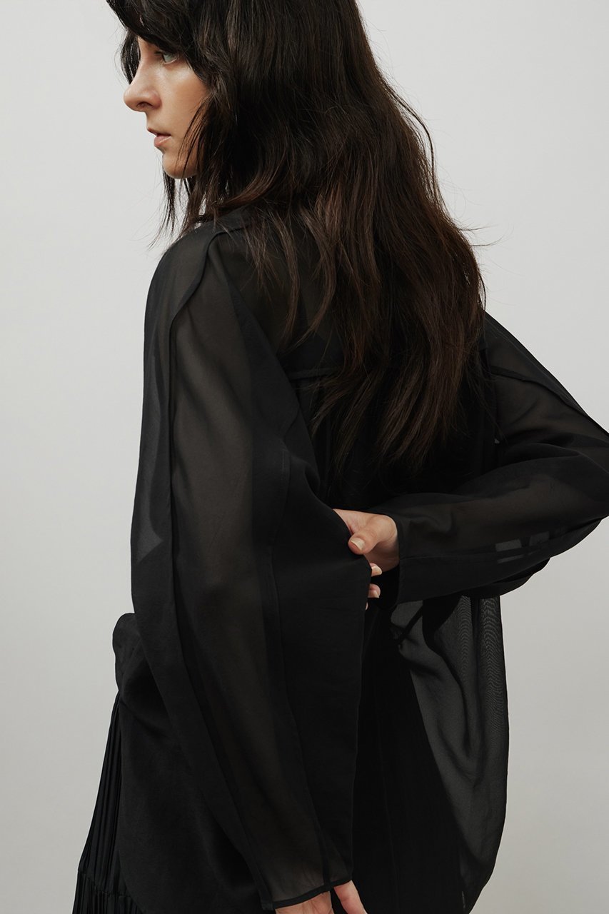 【デパリエ/DEPAREILLE】のシルクオーガンジーブラウス 人気、トレンドファッション・服の通販 founy(ファニー) 　ファッション　Fashion　レディースファッション　Fashion for Women　トップス・カットソー　Cut & Sew Tops　シャツ・ブラウス・オフィスカジュアル　Elegant Blouses & Button-Ups　オーガンジー　Organza Fabric　シルク　Silk, 100% Silk　スリーブ　Sleeve, Long Sleeve / Short Sleeve　ドレープ　Drape, Draping Fabric　ボトム　Bottoms, Lower Wear　リラックス　Relax, Relaxed Fit　ロング　Long, Long-Length　エレガント 上品　Elegant　other-6|ID: prp329100004664872 ipo3291000000034017035