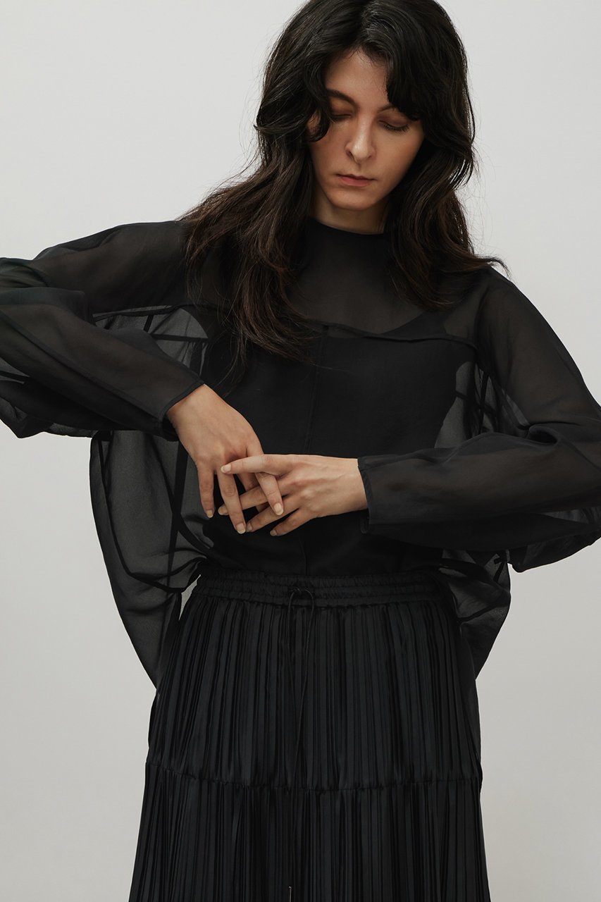 【デパリエ/DEPAREILLE】のシルクオーガンジーブラウス 人気、トレンドファッション・服の通販 founy(ファニー) 　ファッション　Fashion　レディースファッション　Fashion for Women　トップス・カットソー　Cut & Sew Tops　シャツ・ブラウス・オフィスカジュアル　Elegant Blouses & Button-Ups　オーガンジー　Organza Fabric　シルク　Silk, 100% Silk　スリーブ　Sleeve, Long Sleeve / Short Sleeve　ドレープ　Drape, Draping Fabric　ボトム　Bottoms, Lower Wear　リラックス　Relax, Relaxed Fit　ロング　Long, Long-Length　エレガント 上品　Elegant　other-8|ID: prp329100004664872 ipo3291000000034017037