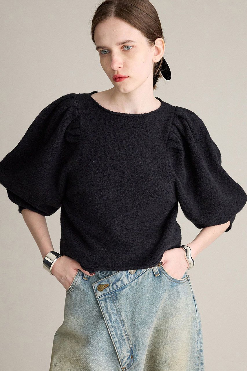 【ブリル/BRILL】のコットンパフプルオーバー インテリア・キッズ・メンズ・レディースファッション・服の通販 founy(ファニー) 　ファッション　Fashion　レディースファッション　Fashion for Women　トップス・カットソー　Cut & Sew Tops　シャツ・ブラウス・オフィスカジュアル　Elegant Blouses & Button-Ups　ロングTシャツ・Tシャツ　Longline T-Shirts & Tees　カジュアルプルオーバー・ニットトップス　Pullovers & Knit Tops / Casual Pullovers　カットソー・ベーシックTシャツ　Cut-and-Sewn Tops / Stretch Tees & Basics　イタリア　Italy　コンパクト　Compact, Small Size　ストレッチ　Stretch, Stretchy Fabric　スリーブ　Sleeve, Long Sleeve / Short Sleeve　ダメージ　Distressed, Destroyed　ロング　Long, Long-Length　冬　Winter / This Winter　新作・新入荷　New Arrivals / New In　秋　Autumn　ブラック|ID: prp329100004664882 ipo3291000000033744542