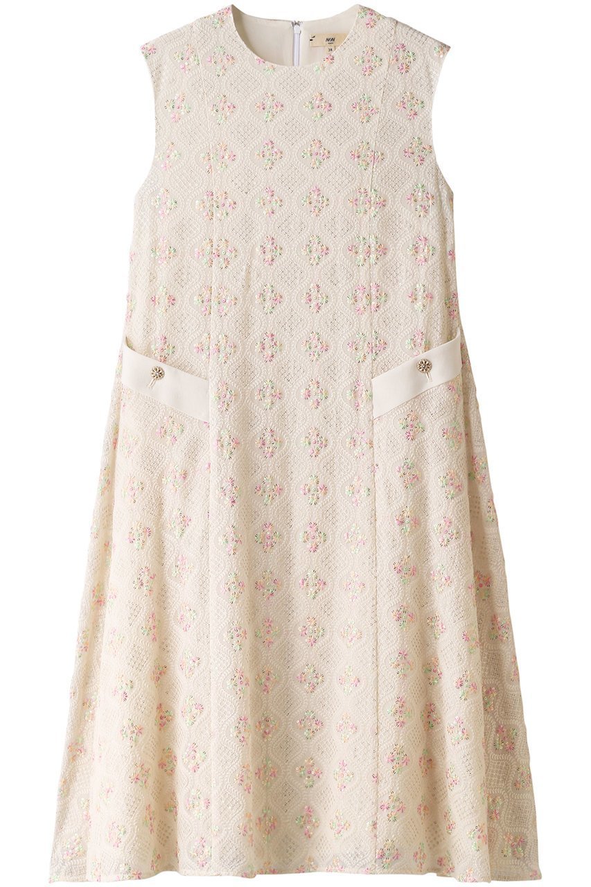 【エムダブリュー/MW】の刺しゅう フレアー ドレス インテリア・キッズ・メンズ・レディースファッション・服の通販 founy(ファニー) 　ファッション　Fashion　レディースファッション　Fashion for Women　ワンピース　Dresses　フォーマル・パーティードレス・結婚式用ドレス　Elegant & Casual Dresses　チュニック　Tunic Tops & Dresses　インド　Indian Textile　ジャケット　Jacket, Outerwear　チュニック　Tunic, Long Top　ドレス　Dress, One-Piece　ノースリーブ　Sleeveless, No-Sleeve　ポケット　Pocket, Pocket Detail　アイボリー|ID: prp329100004664919 ipo3291000000033745051