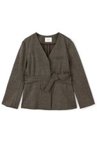 【エストラータ/STRATA】のベルト付きノーカラージャケット ブラウンミックス|ID: prp329100004669591 ipo3291000000033762273