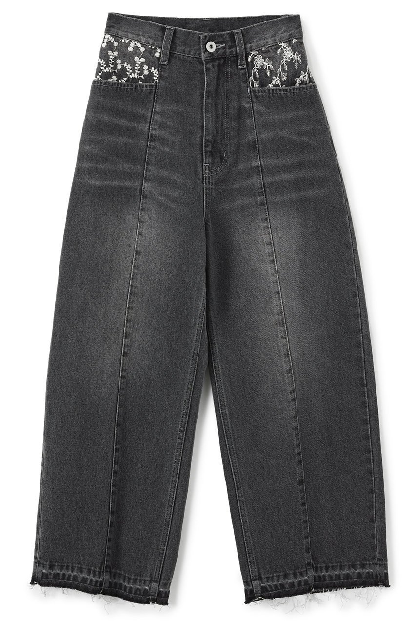 【エストラータ/STRATA】のエンブロイダリーカーブデニム インテリア・キッズ・メンズ・レディースファッション・服の通販 founy(ファニー) 　ファッション　Fashion　レディースファッション　Fashion for Women　パンツ　Pants & Trousers　デニムパンツ・ジーンズ・美脚デニム　Denim Jeans & Pants　インディゴ　Indigo Denim　シンプル　Simple, Minimal　ジャケット　Jacket, Outerwear　センター　Center, Center Line　デニム　Denim, Jeans Material　トレンド　Trend, Trending Now　マニッシュ　Mannish, Boyish　再入荷　Restock / Back in Stock　ウォッシュブラック|ID: prp329100004669592 ipo3291000000033762280